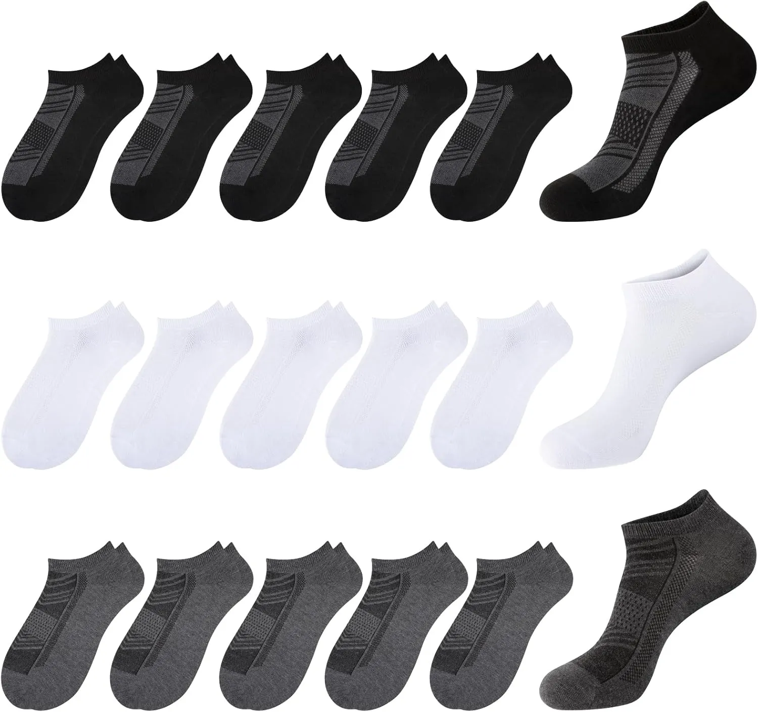 15 Pairs Lightweight Low Cut Socks Men/Women - Breathable Bulk Thin No Show Socks for Men Value Classical Pack