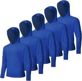 5 Pack Men's UPF 50  Sun Protection Hoodie Shirts Long Sleeve Shirts Quick Dry Lightweight for Running Workout Hiking Fishing