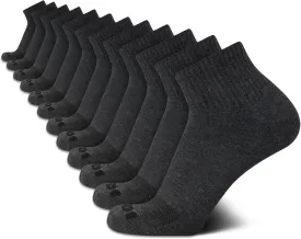 AND1 Mens Quarter Socks - 12 Pack Moisture Wicking Breathable Cushioned Athletic Performance Ankle Socks for Men (6-12.5)