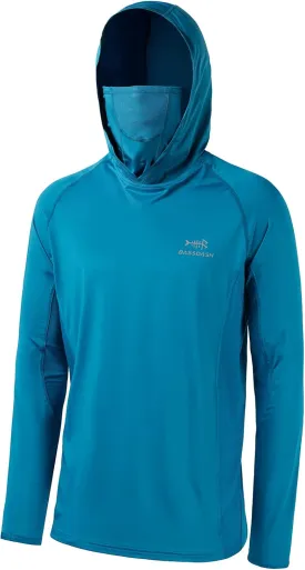 BASSDASH UPF 50  Men??s Long Sleeve Fishing Shirt with Mask UV Neck Gaiter Hoodie