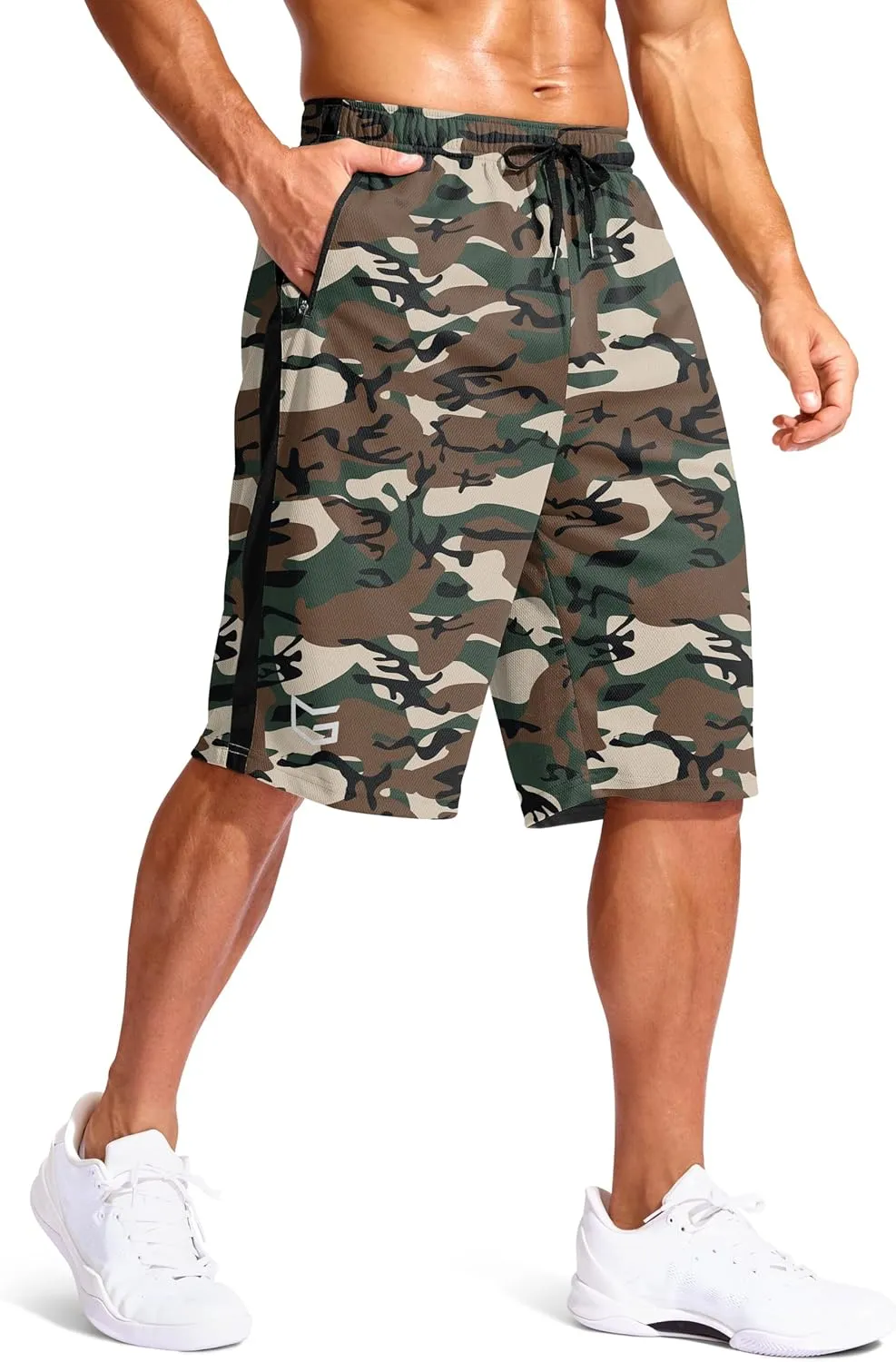 G Gradual Men's 11" Long Basketball Shorts with Zipper Pockets Mesh Quick Dry Lightweight Gym Athletic Shorts for Men