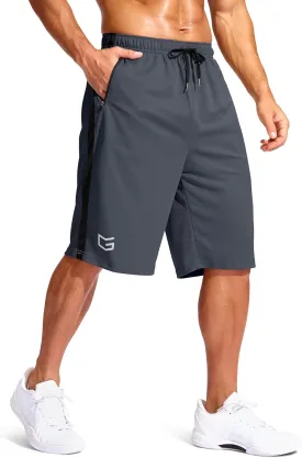 G Gradual Men's 11" Long Basketball Shorts with Zipper Pockets Mesh Quick Dry Lightweight Gym Athletic Shorts for Men