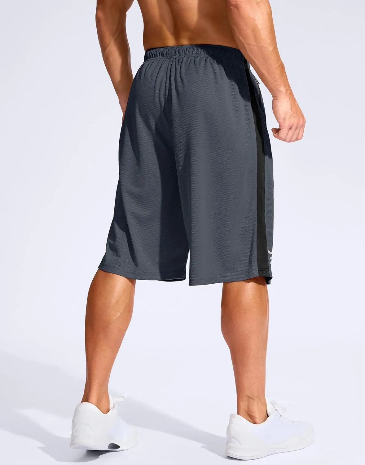 G Gradual Men's 11" Long Basketball Shorts with Zipper Pockets Mesh Quick Dry Lightweight Gym Athletic Shorts for Men