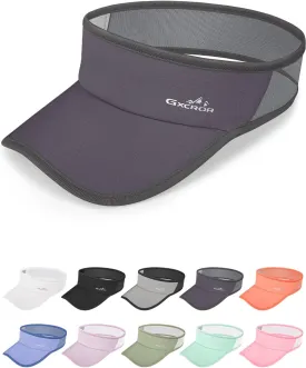 GXCROR Sports Sun Visor Hat Men Women, Lightweight Breathable Quick-Dry Visor Hat, UPF 50  Tennis Golf Running Visor