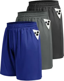 LalaHooK 3 Pack Athletic Gym Mens Shorts - Casual Black Quick Dry Basketball Shorts with Pockets for Workout Running