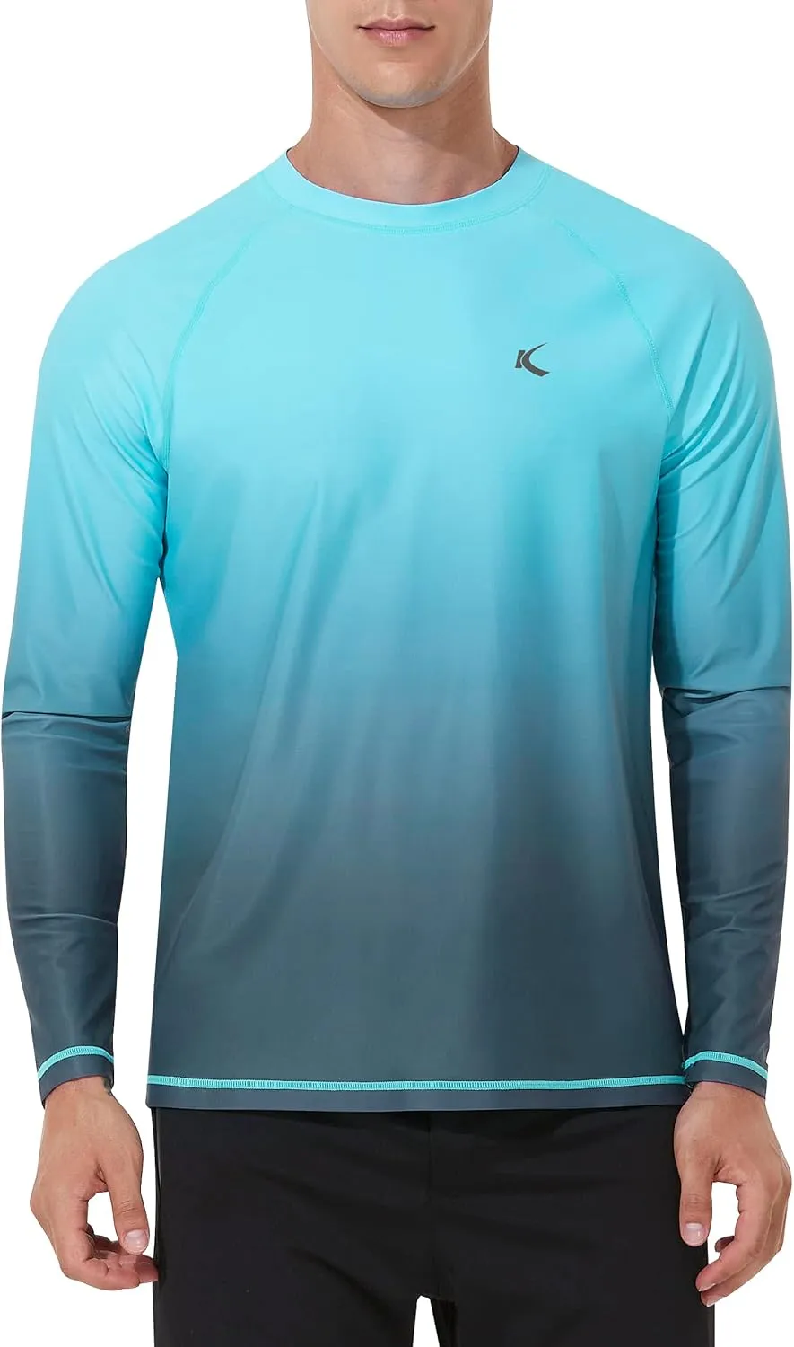 Mens Rash Guard UPF 50  Swim Shirts UV Sun Protection T-Shirt Quick Dry Long Sleeve Beach Shirts for Fishing