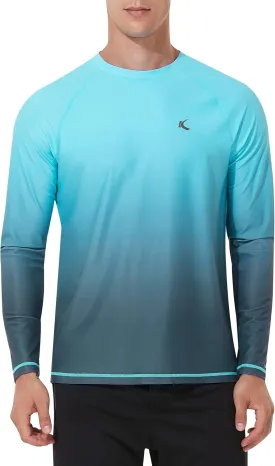 Mens Rash Guard UPF 50  Swim Shirts UV Sun Protection T-Shirt Quick Dry Long Sleeve Beach Shirts for Fishing
