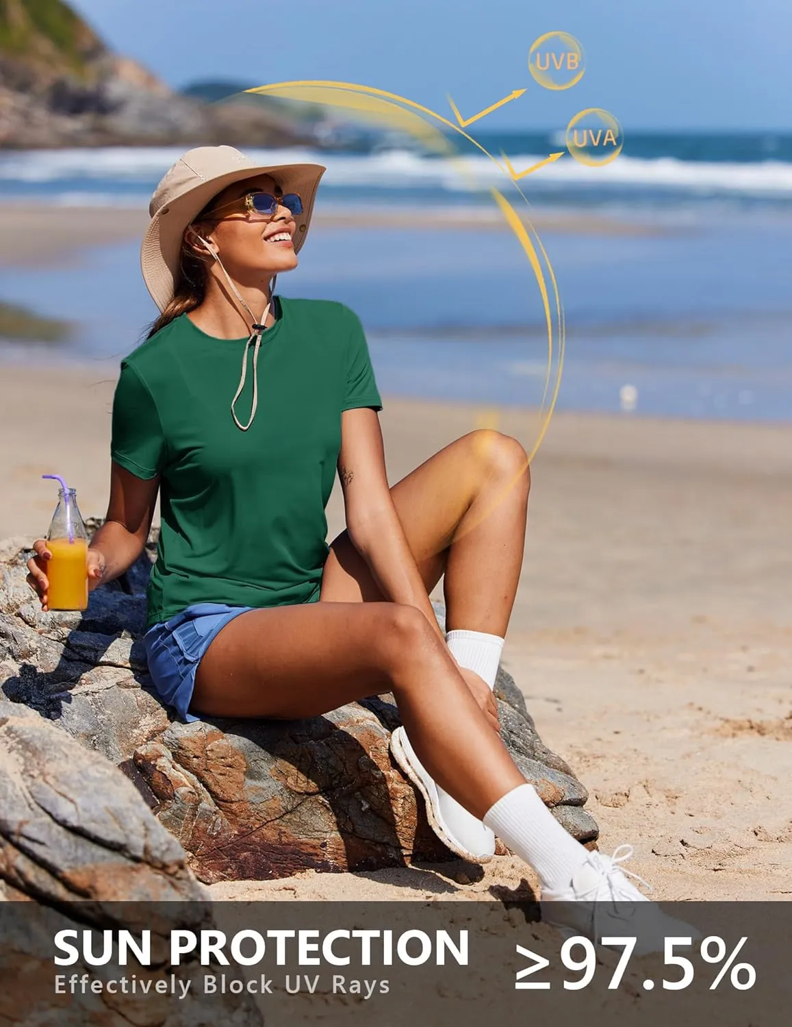 PINSPARK Soft Workout Tops for Women Short Sleeve UV Protection Shirt Quick Dry Athletic Swim Exercise Hiking Travel Shirts
