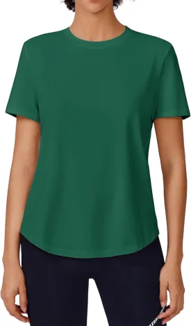 PINSPARK Soft Workout Tops for Women Short Sleeve UV Protection Shirt Quick Dry Athletic Swim Exercise Hiking Travel Shirts