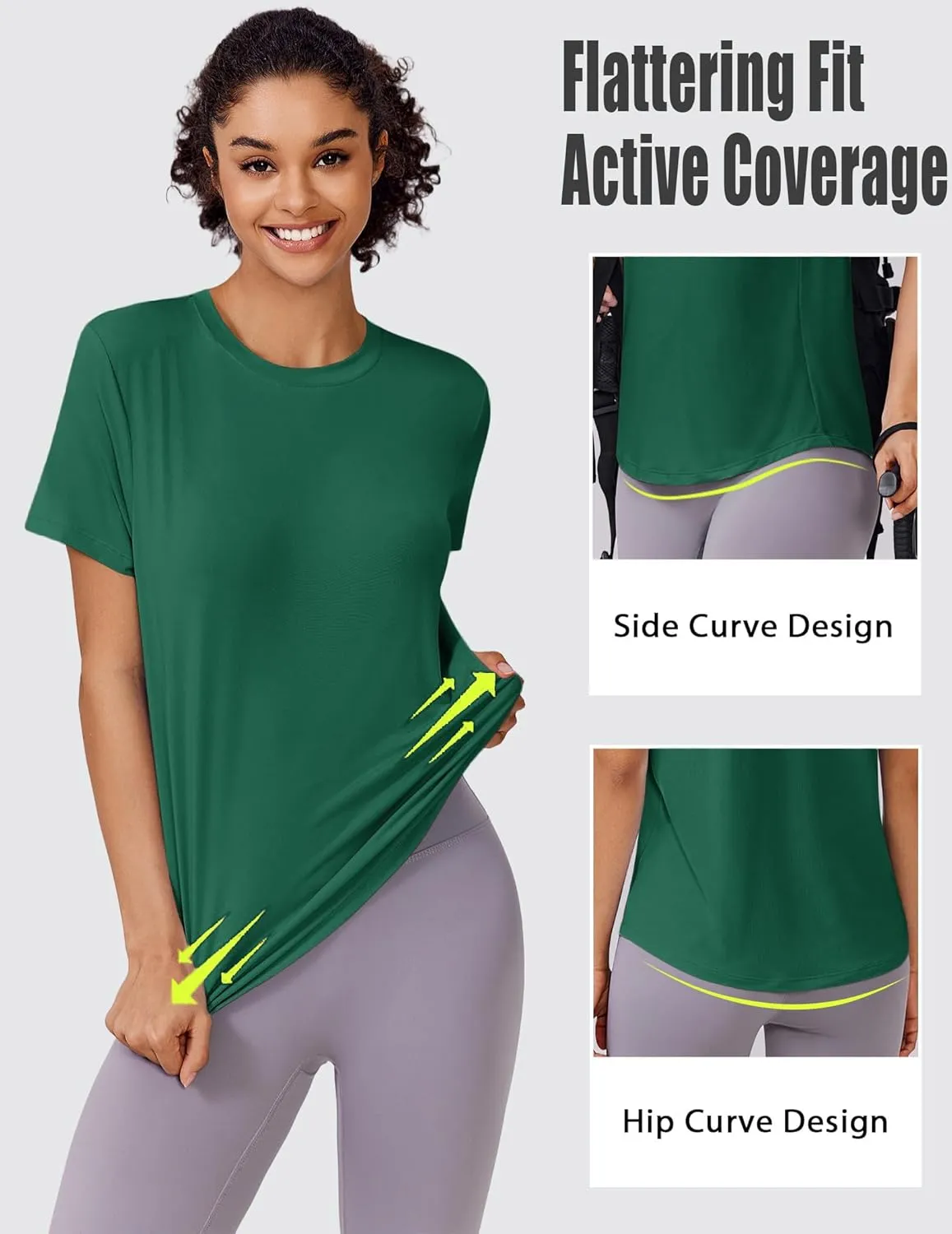 PINSPARK Soft Workout Tops for Women Short Sleeve UV Protection Shirt Quick Dry Athletic Swim Exercise Hiking Travel Shirts