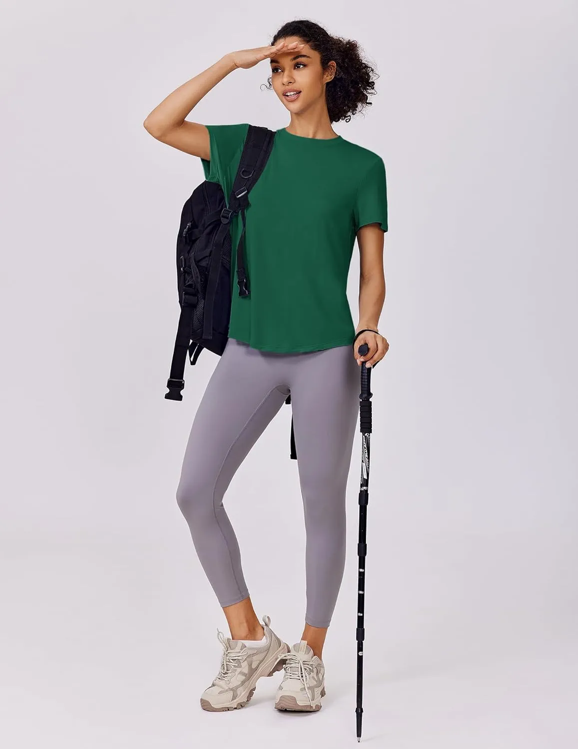 PINSPARK Soft Workout Tops for Women Short Sleeve UV Protection Shirt Quick Dry Athletic Swim Exercise Hiking Travel Shirts