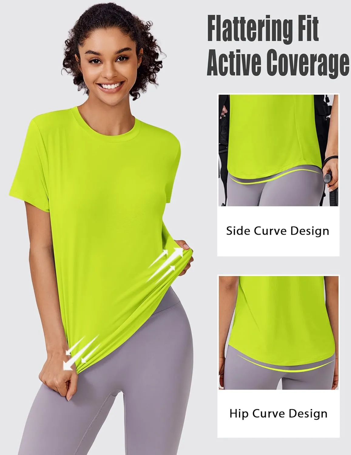 PINSPARK Soft Workout Tops for Women Short Sleeve UV Protection Shirt Quick Dry Athletic Swim Exercise Hiking Travel Shirts