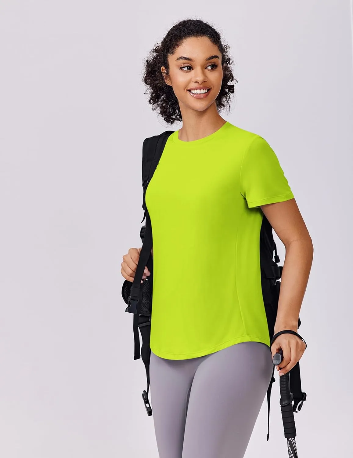PINSPARK Soft Workout Tops for Women Short Sleeve UV Protection Shirt Quick Dry Athletic Swim Exercise Hiking Travel Shirts