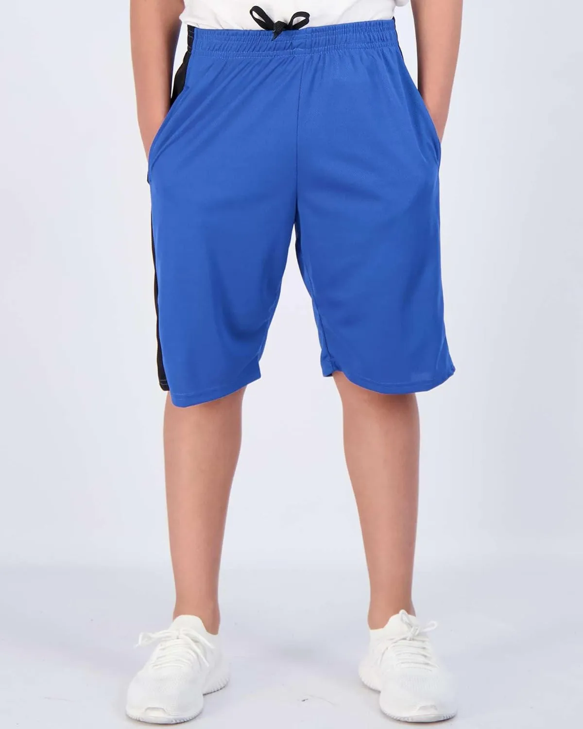 Real Essentials Boys' 5-Pack Mesh Active Athletic Performance Basketball Shorts with Pockets