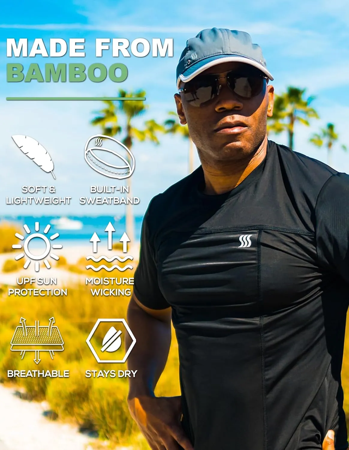 SAAKA Lightweight Sports Hat for Men. Fast Drying, Stays Cools. Best for Running, Tennis, Golf & Working Out.