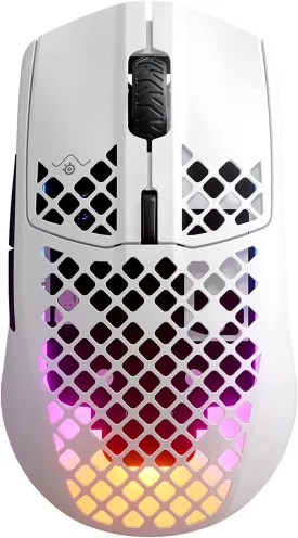 SteelSeries Aerox 3 Wireless - Holey RGB Gaming Mouse - Ultra-lightweight Water Resistant Design - 18K DPI TrueMove Air Optical Sensor -Snow