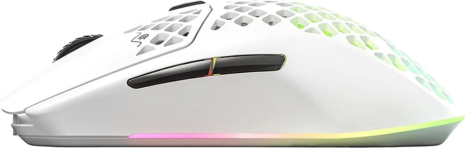 SteelSeries Aerox 3 Wireless - Holey RGB Gaming Mouse - Ultra-lightweight Water Resistant Design - 18K DPI TrueMove Air Optical Sensor -Snow