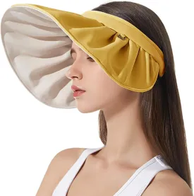 Womens Visors,Clip On Foldable Wide Brim Womens Golf Visor,Roll-up Headband Sun Hat with UV Protection